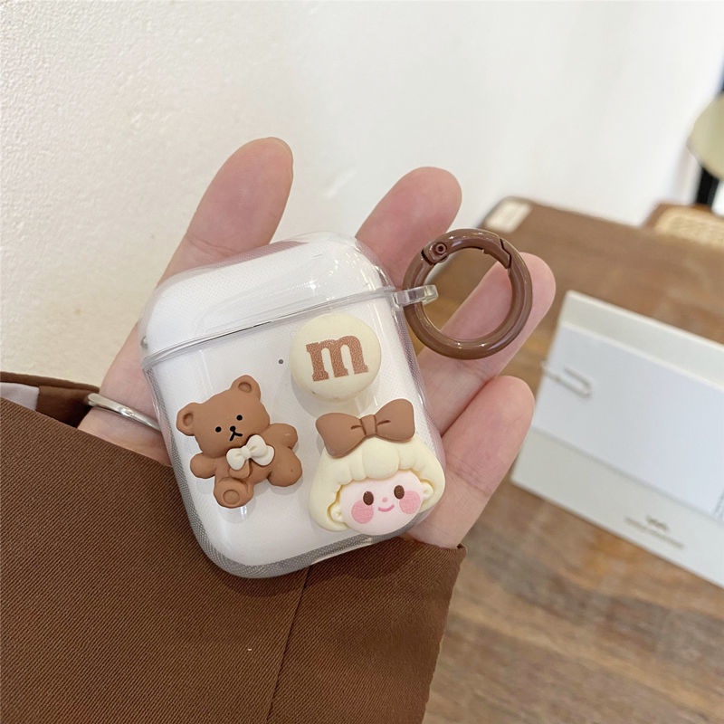 Casing Silikon Motif Teddy Bear Untuk Simpan Earphone Wireless Bluetooth Apple Airpods 1 / 2