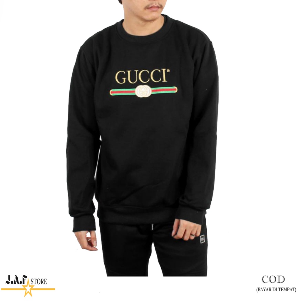 SWEATER CREWNECK GUCCI BLACK TERBARU / SWEATER GUCCI / SWEATER GUCCI TERLARIS / SWEATER GUCCI PRIA D