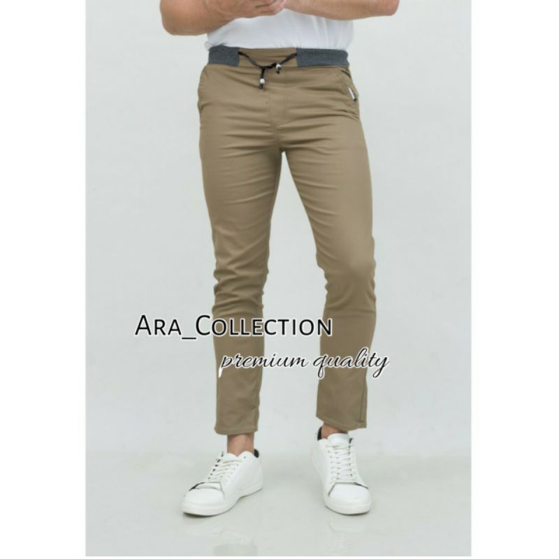 Diskon Celana Chino Panjang Rip Pinggang Karet Premium Size 27-38