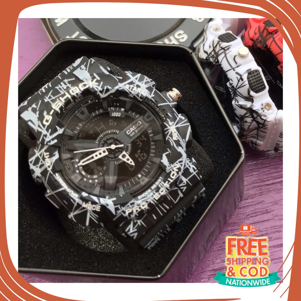 JAm Cewe Pink Bue Sky Gold Silver rubber Anti karat Air / JAM TANGAN G SHOCK GA-110 Rubber DENIM Mot