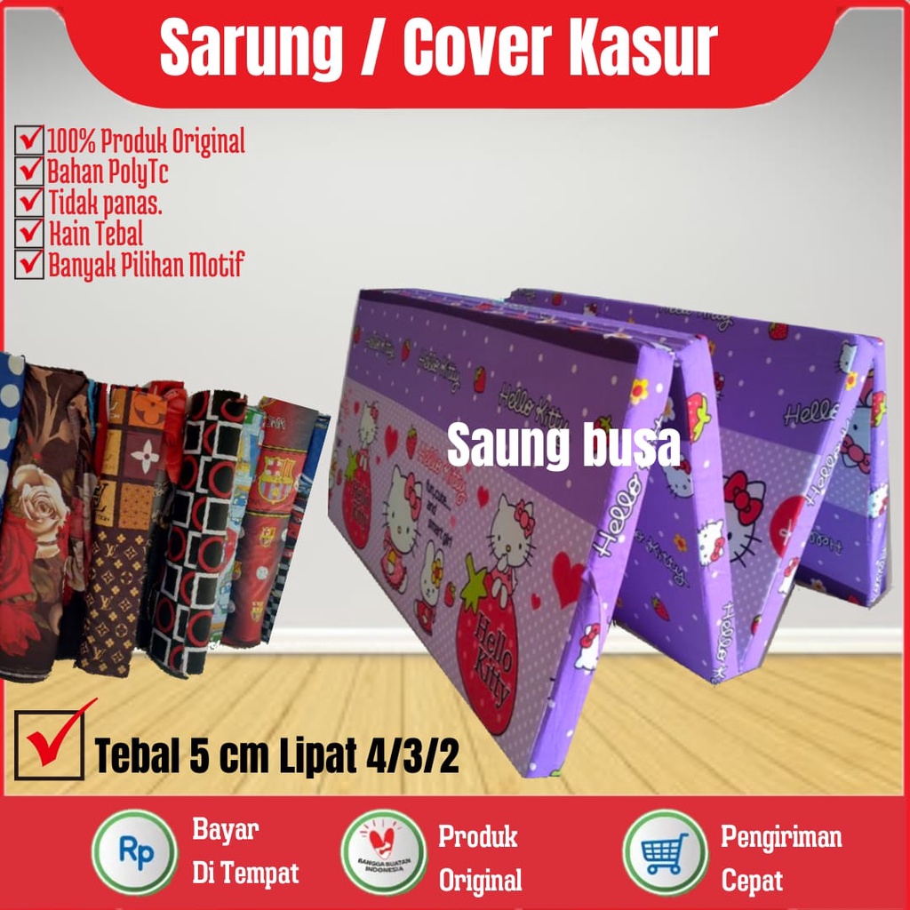 Sarung Kasur Lipat 4,3,2 Tebal 5 Cm / cover kasur Lipat inoac No 1,2,3,4 Single / Sprei Resleting