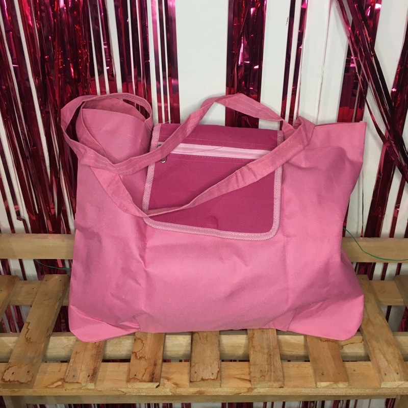 Tote Bag Belanja Pink/Tote Bag Lipat/Tas Lipat