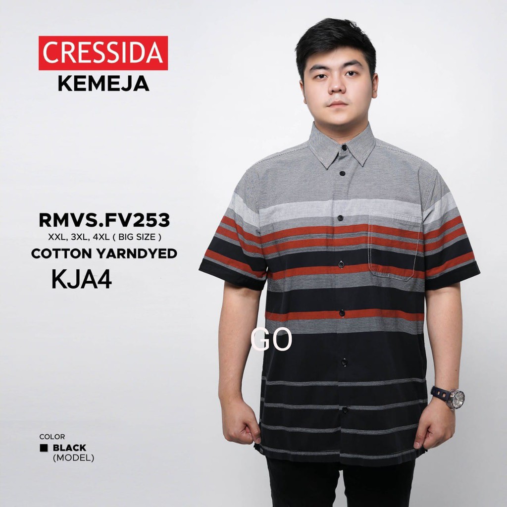 gos KJA CRESSIDA KEMEJA PRIA JUMBO Kemeja Casual Pakaian Pria Lengan Pendek