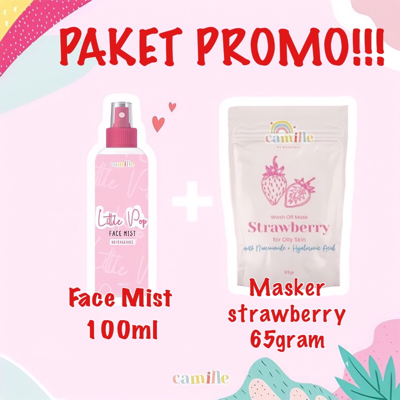 [ORIGINAL❗️DAPAT BOX❗️SIAP KIRIM] PAKET FACE MIST + MASKER CAMILLE BEAUTY MASK STRAWBERRY 65gr
