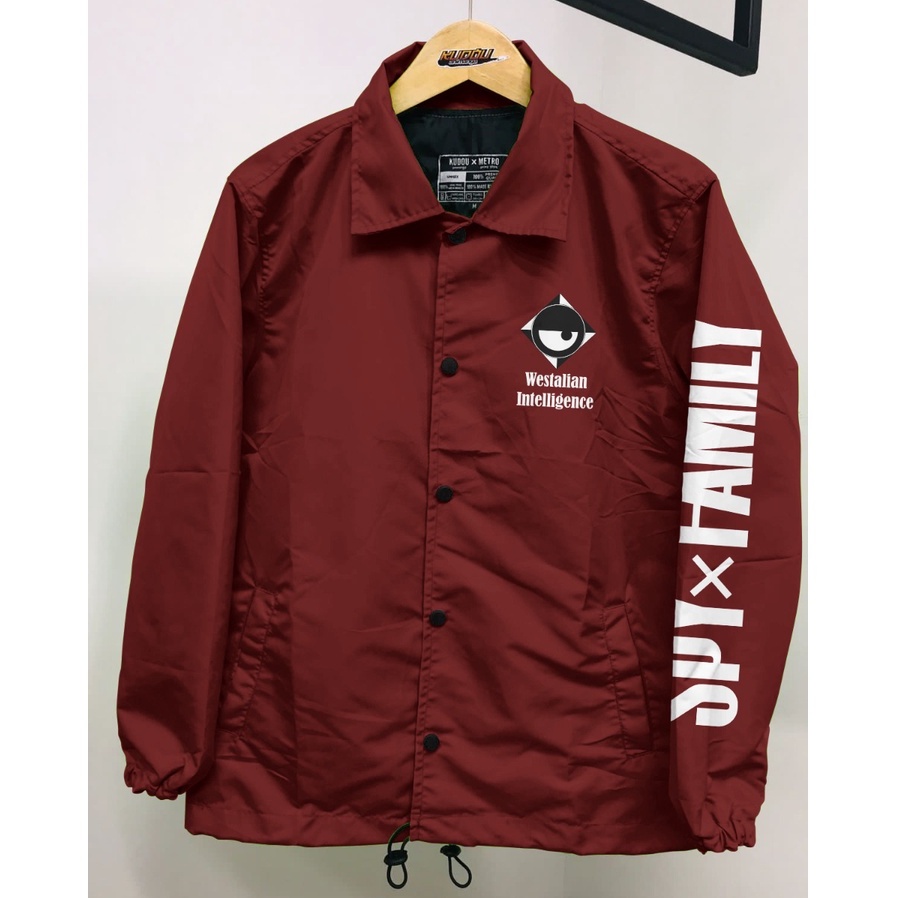 Jaket Coach Spy x Family Westalian Intelligence Maroon Premium Unisex