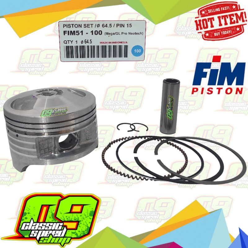 Piston Kit Fim GL Pro Neotech / Megapro  Diameter 64,5 Os atau Size 100 Pin 15 Izumi Fim Racing