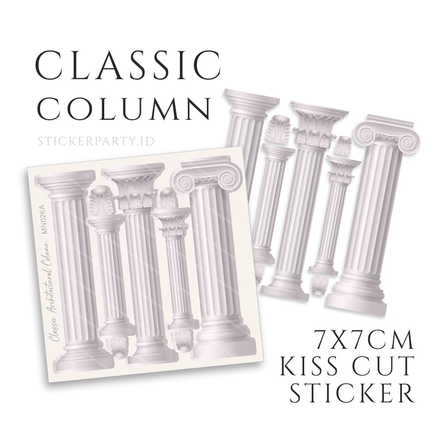 

Stiker Klasik Kolom Arsitektur Deco Toploader Polco DIY Hiasan Sticker Classic Column Kiss Cut Glossy Hologram Tahan Air Waterproof 7x7 cm by Sticker Party MN026