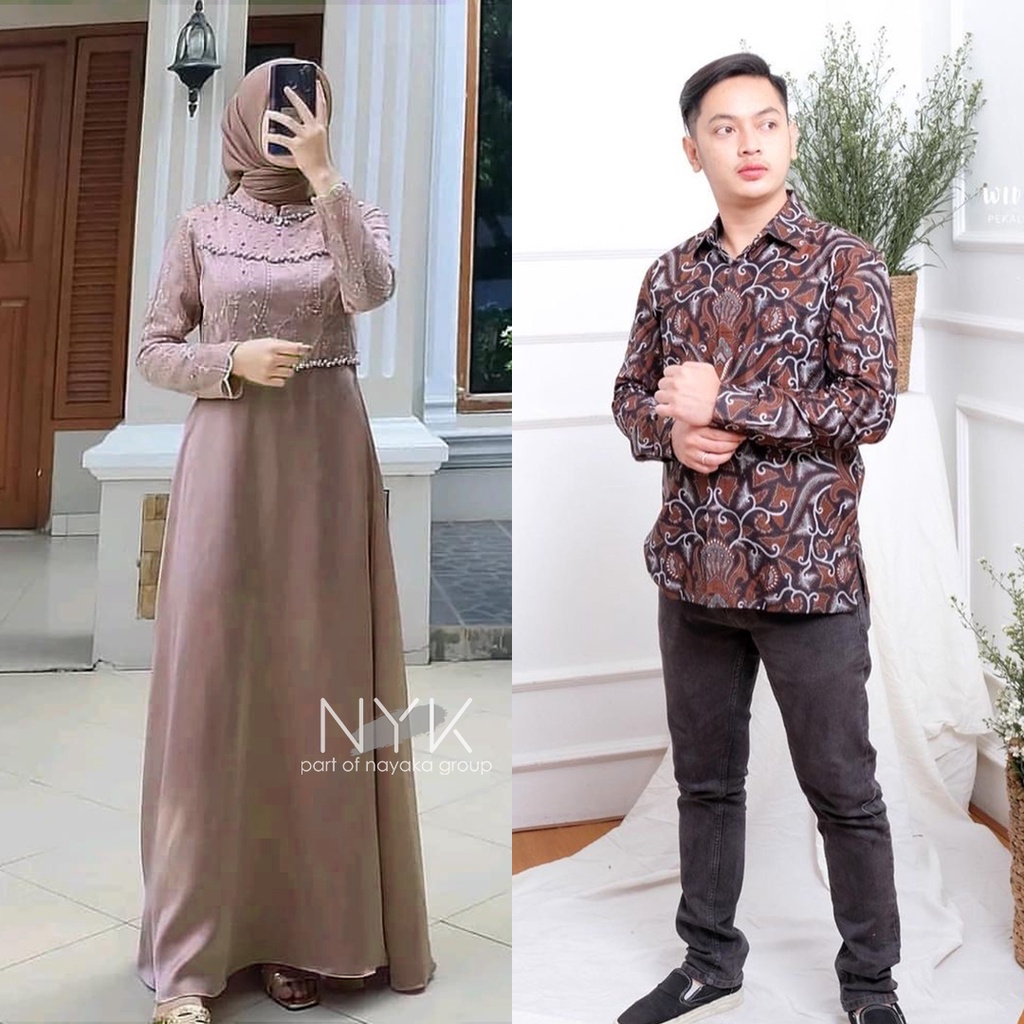 (SPESIAL COUPLE LEBARAN) Gamis Elegant Terlaris - Sarimbit Gamis - Couple Tiara - Maxi Tulle Mutiara Premium - Gamis Muslimah Terkini - Gamis Kondangan - Gamis Modern 2022 - Couple Batik Lamaran - Baju Pesta Seragaman