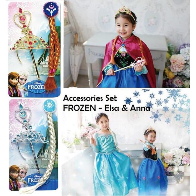 TBI 4 in 1 Set Accesories Frozen Elsa Aksesoris Cosplay Anak