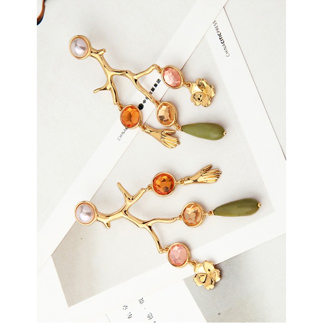 LRC Anting Tusuk Fashion Gold Flower Earrings F60218