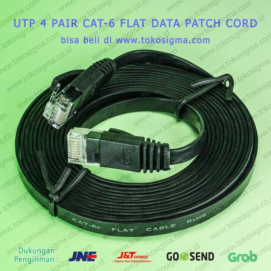 KABEL LAN 3 Meter ETHERNET RJ-45 PACTH CORD CAT-6 FLAT BLUE