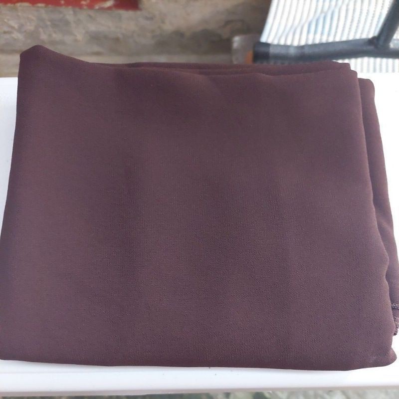 Khimar Instan Dua Layer Ceruty Jumbo Plus Cadar || Kerudung Segi Tiga Instan Syari || Hijab Instan Jumbo Syari-Coklat tua