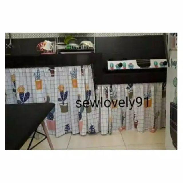 {bayar Di Tempat} Sewlovely91- Gorden / Korden / Hordeng Kolong Dapur Tanpa Poni Hanya Gorden