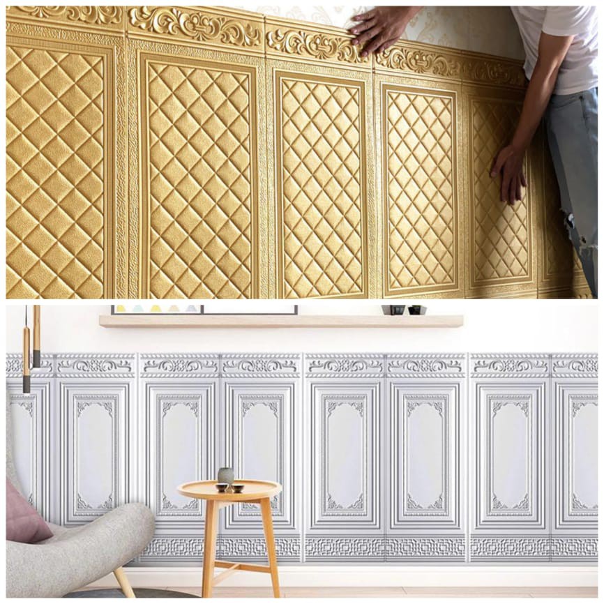 Wallpaper 3D Foam Tembok Dinding Motif Pintu Jendela Stiker Foam 3D Dinding Dekorasi Ruangan