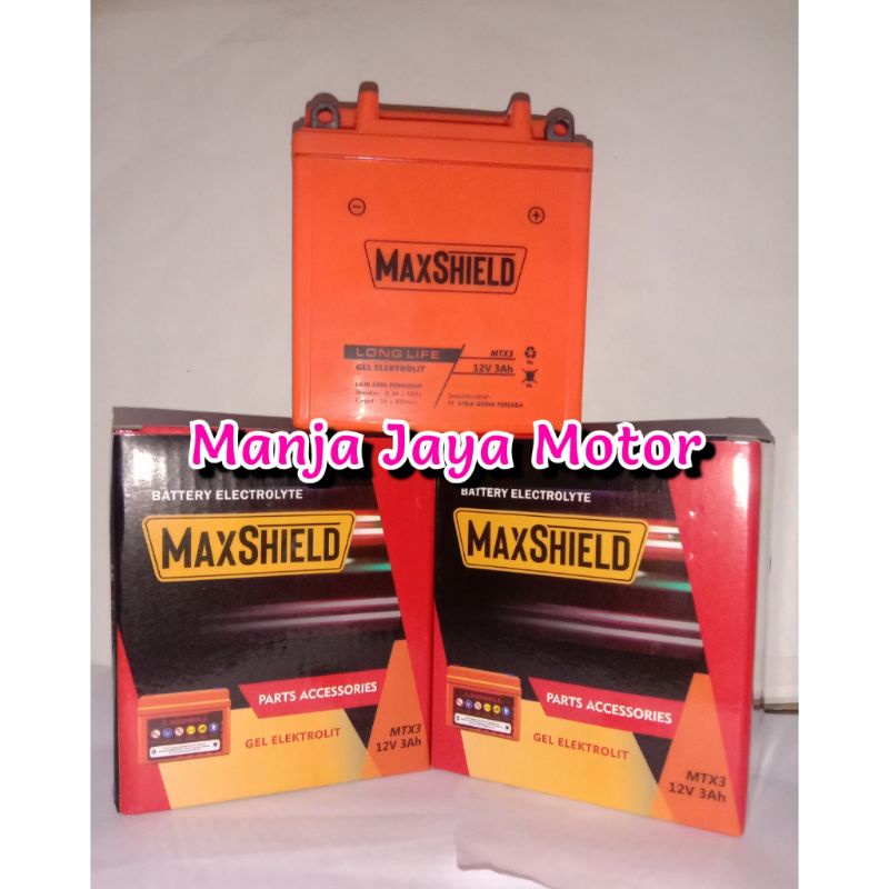 aki mtx3al maxshield 12V 3Ah for rx-king/satria hiu/NSR/satria lumba/Ninja R 150 2T