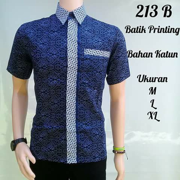 Kemeja Batik Pria Mocca Biru | BATIK PEKALONGAN