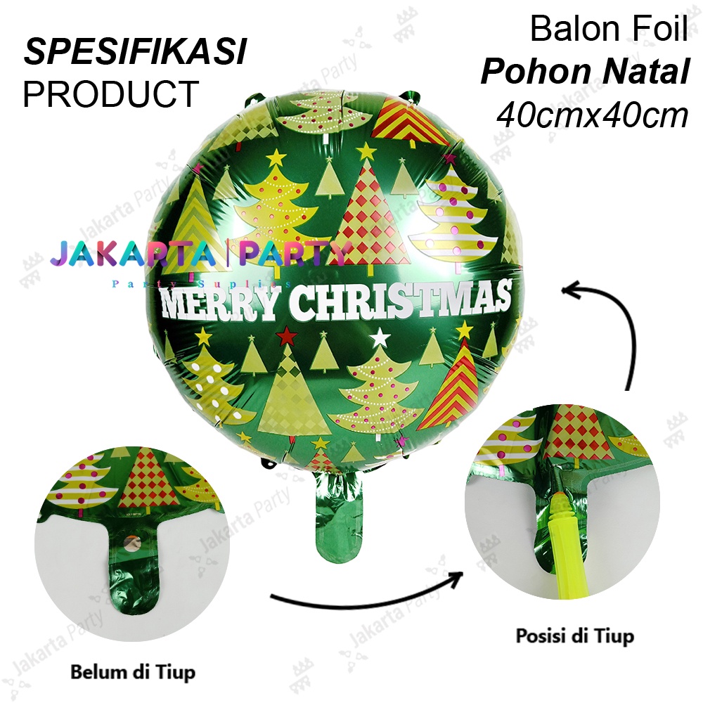 Balon Bulat Natal #3 / Balon Foil Bulat / Balon Foil Xmas / Balon Xmas