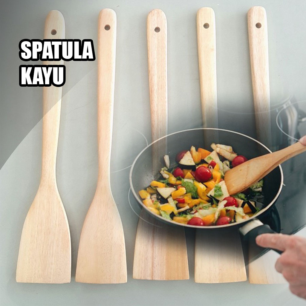 Sutil Kayu Ukuran 30 cm Spatula Kayu Kecil Soled Kayu Wood Spatula Sutil Anti Baret Wajan
