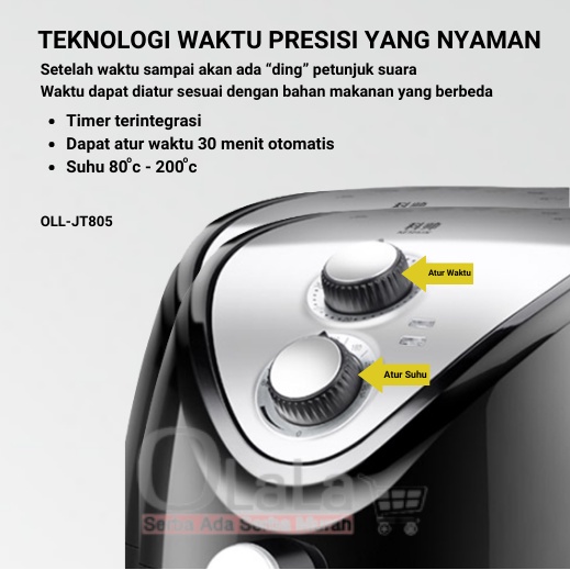 Air Fryer 2L Mesin Penggoreng Tanpa Minyak OLL-JT805-2L