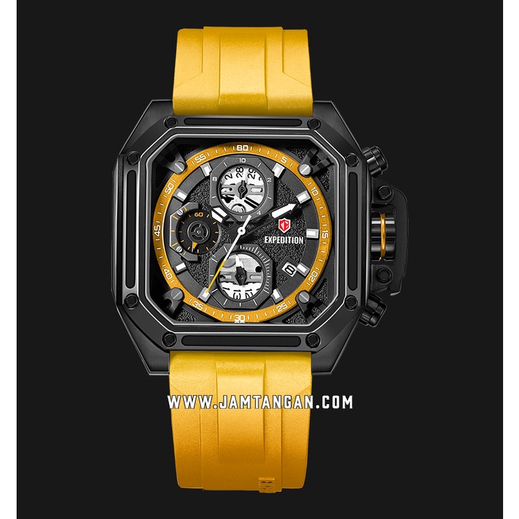 Expedition E 6812 MC RIPBAYL Chronograph Black Dial Yellow Rubber Strap