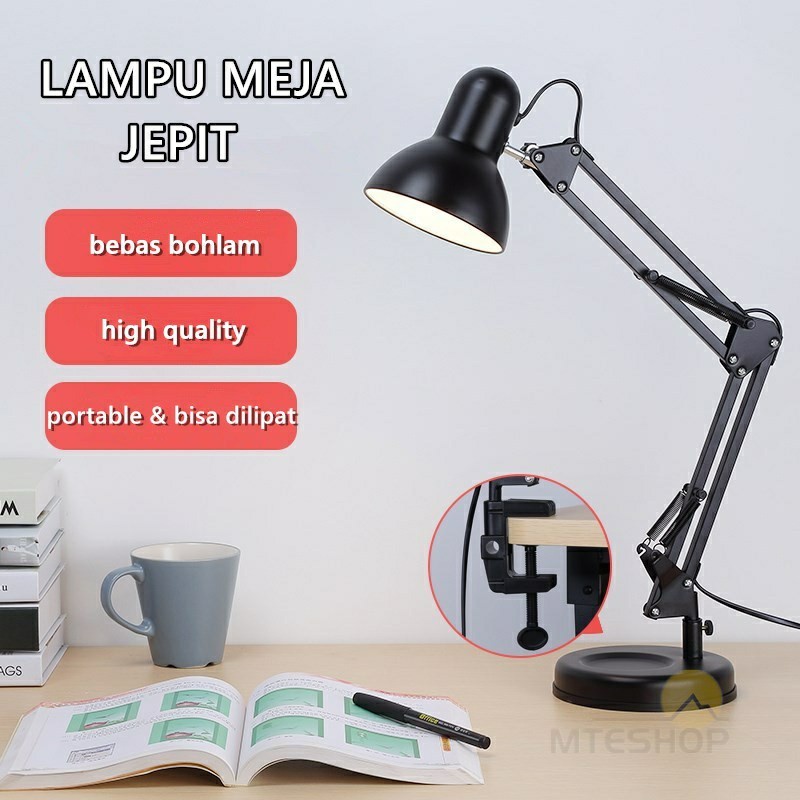 Rumah Fitting Hitam Lampu Baca Arsitek Meja Belajar Kerja Duduk Jepit / lampu belajar arsitek