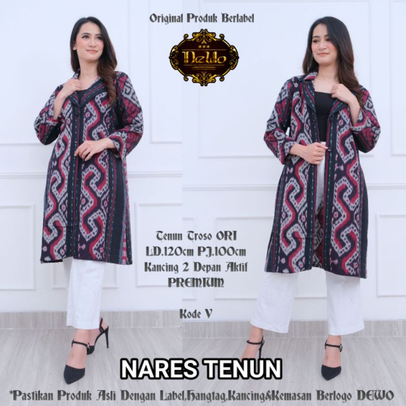 Nares Tenun Ori By Dewo / Cardigan Panjang Tenun Troso ori / Outer Tenun Batik / Blazer Kekinian