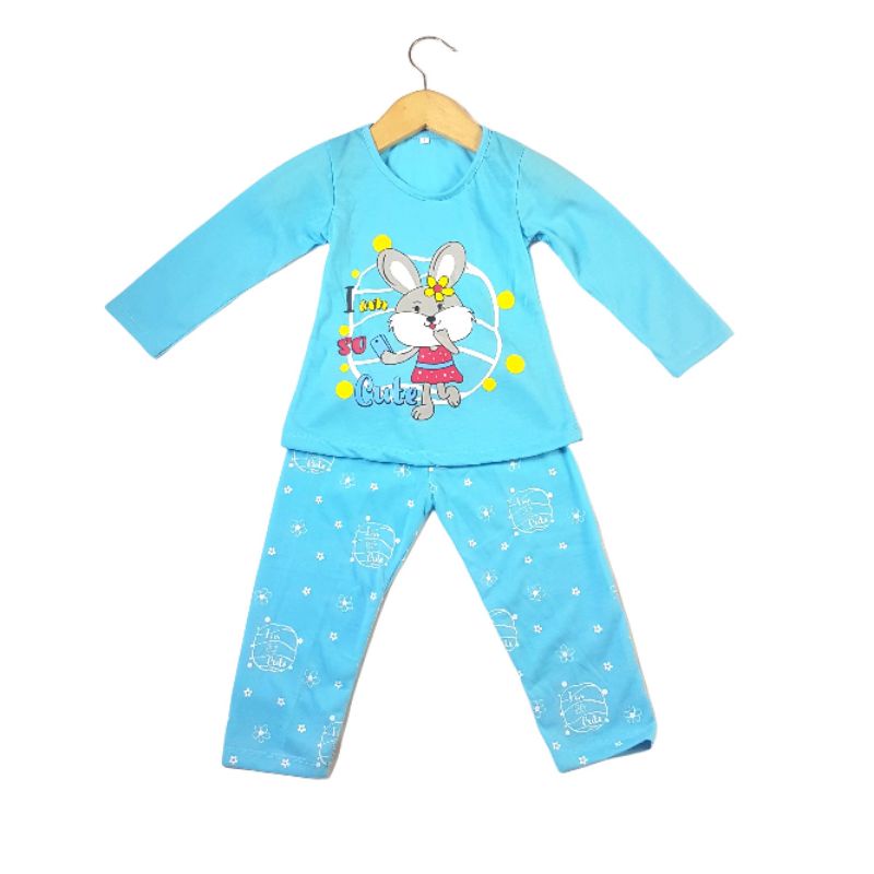 SETELAN SIKUNING PAKAIAN BAJU ANAK PEREMPUAN 2-7 TAHUN MOTIF RABBIT SO CUTE