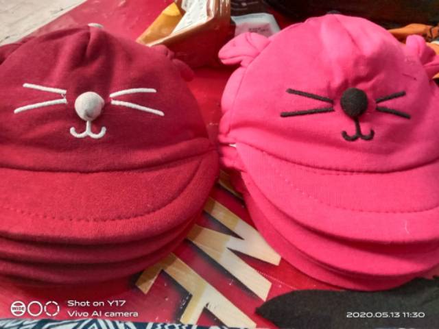 (1kg isi 25 pcs)Topi Bayi korea Karakter Kucing / COD-2