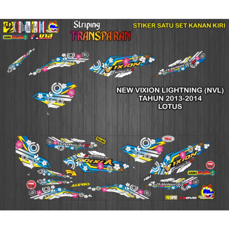 Stiker striping decal transparan Vixion new lightning Nvl (lotus)