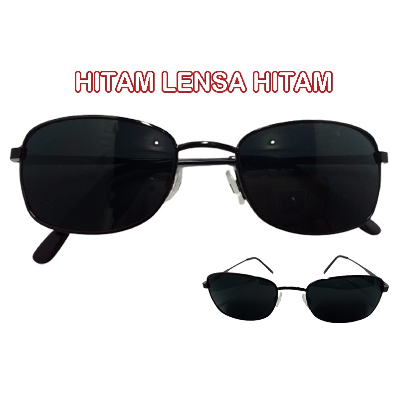 Kacamata Kotak Hitam - Kacamata Fashion Korean Style Sunglasses Pelindung Mata Anti Sinar UV Kacamata Wanita Pria Kaca mata Normal Kacamata Gaya Frame Metal