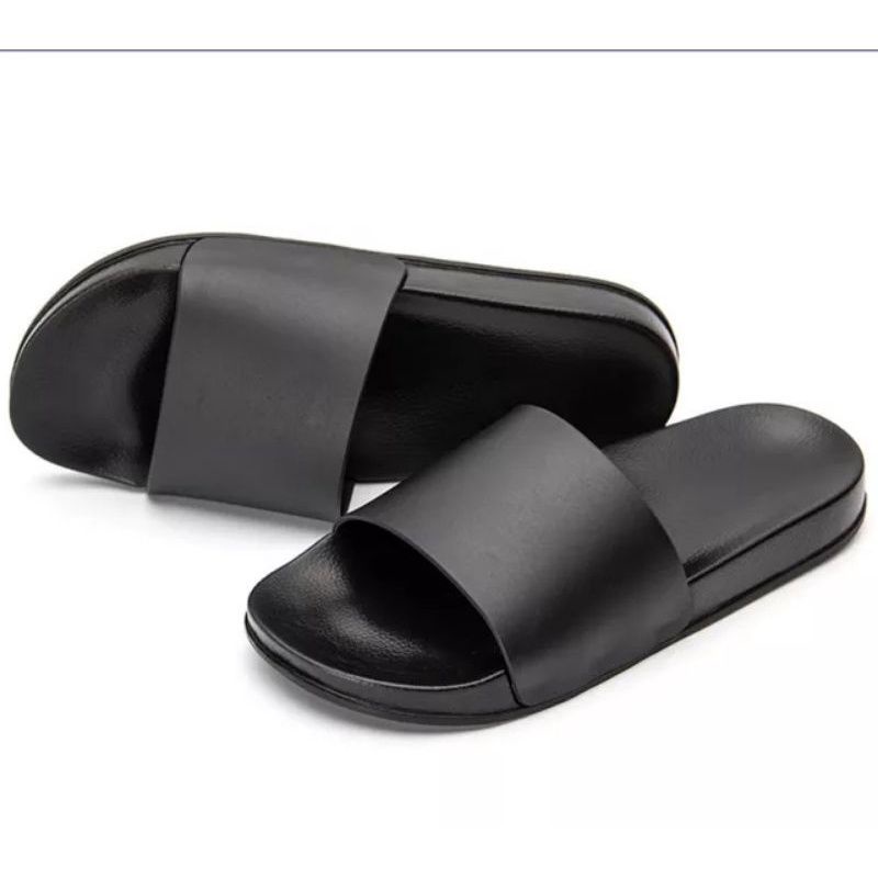 Sandal Slop Hitam Pria Sandal Slide Full Hitam Phylon Enteng Awet Kuat Upper Lock System Karet Rubber