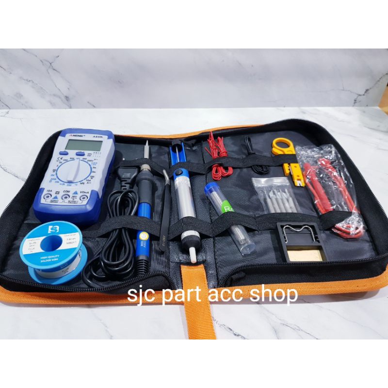 PAKET LENGKAP SOLDER LISTRIK 60WATT MULTITESTER DIGITAL LENGKAP