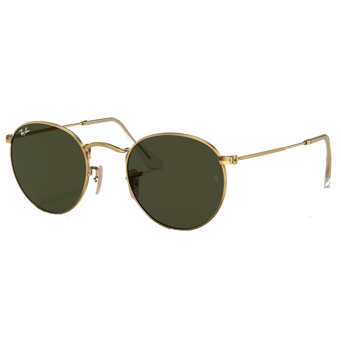 Ray-Ban Sunglass Round Metal RB 3447 001 53 Gold w/ Green Classic G-15