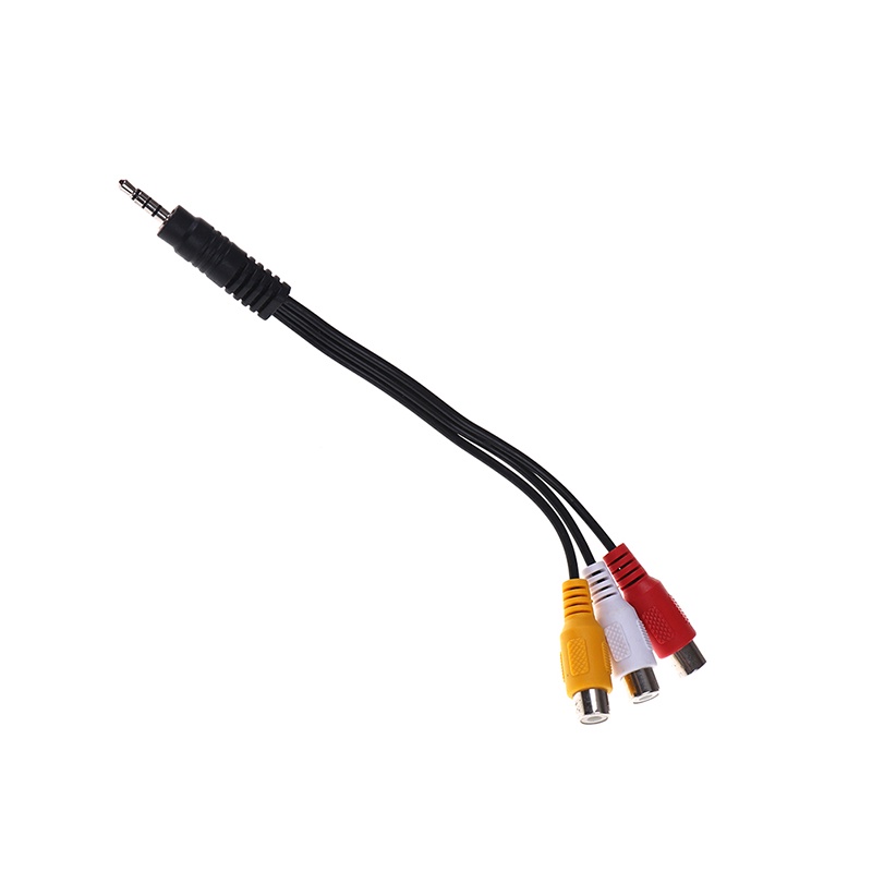 (LUCKID) Kabel audio video stereo jack 3.5mm male Ke 3rca female Panjang 28cm