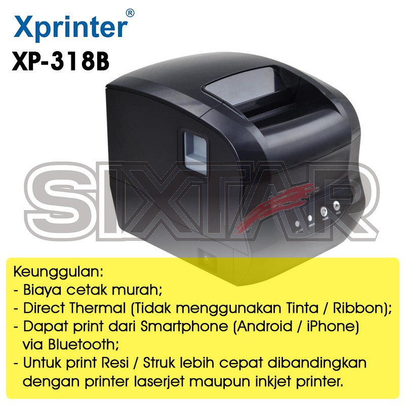 XPRINTER XP-318B Printer Barcode Thermal Label / Receipt PPOB Kasir USB + Bluetooth RJ11 [80mm]