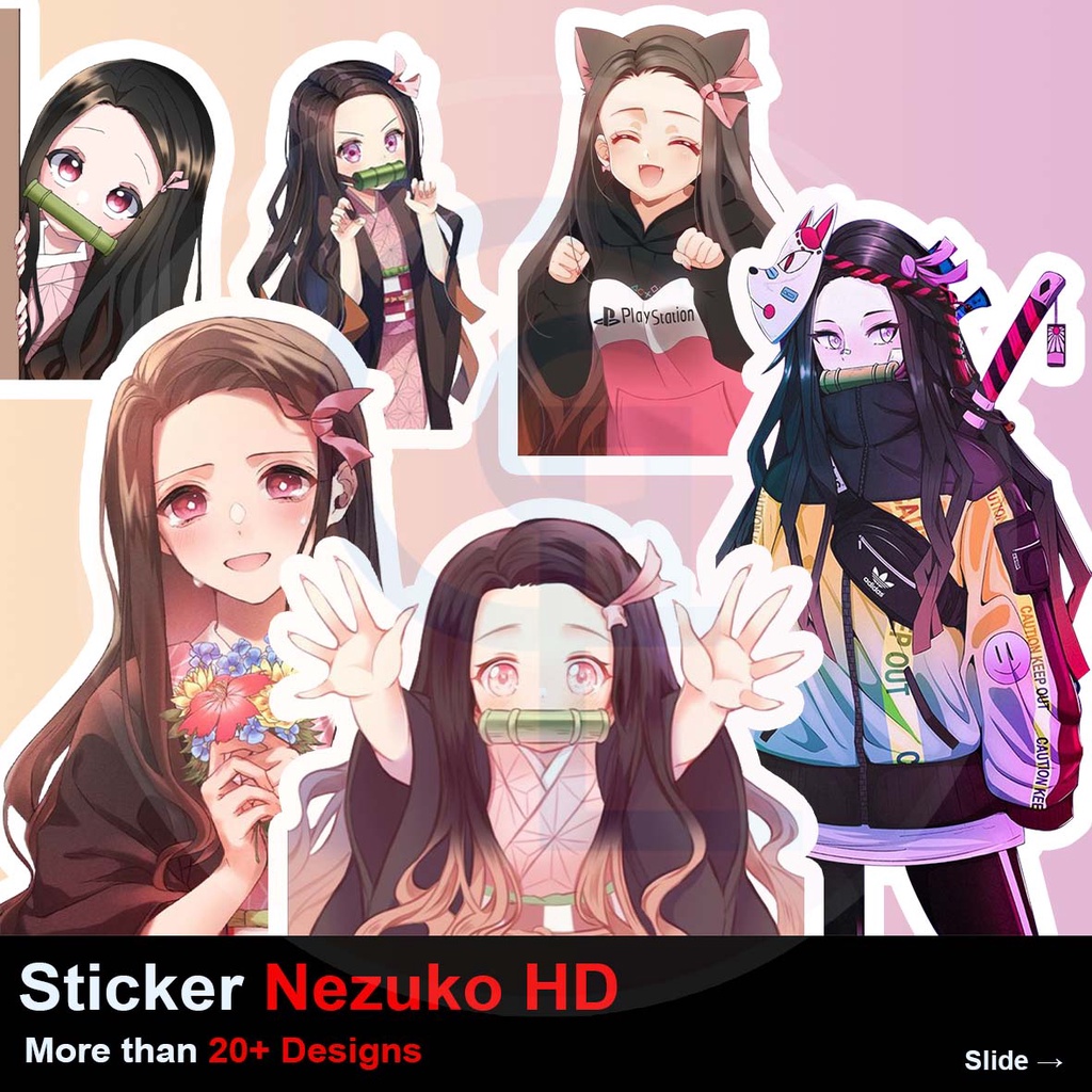 Sticker stiker Anime Demon Slayer Nezuko Tumblr Laptop Helm Hp Waterproof Kawaii