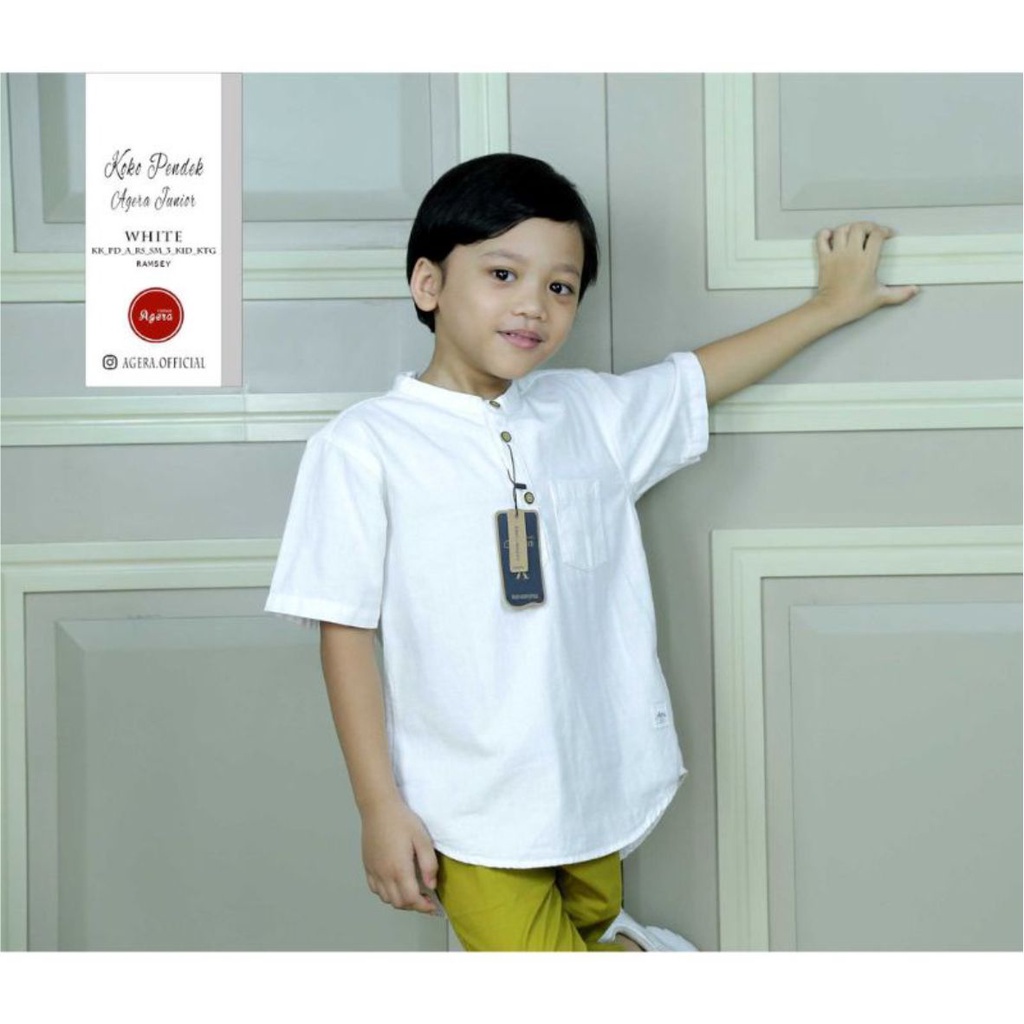 BAJU KURTA KEMEJA KOKO KEMKO ANAK LAKI LAKI LENGAN PENDEK  KATUN ORIGINAL TERBARU AGERA JUNIOR 2