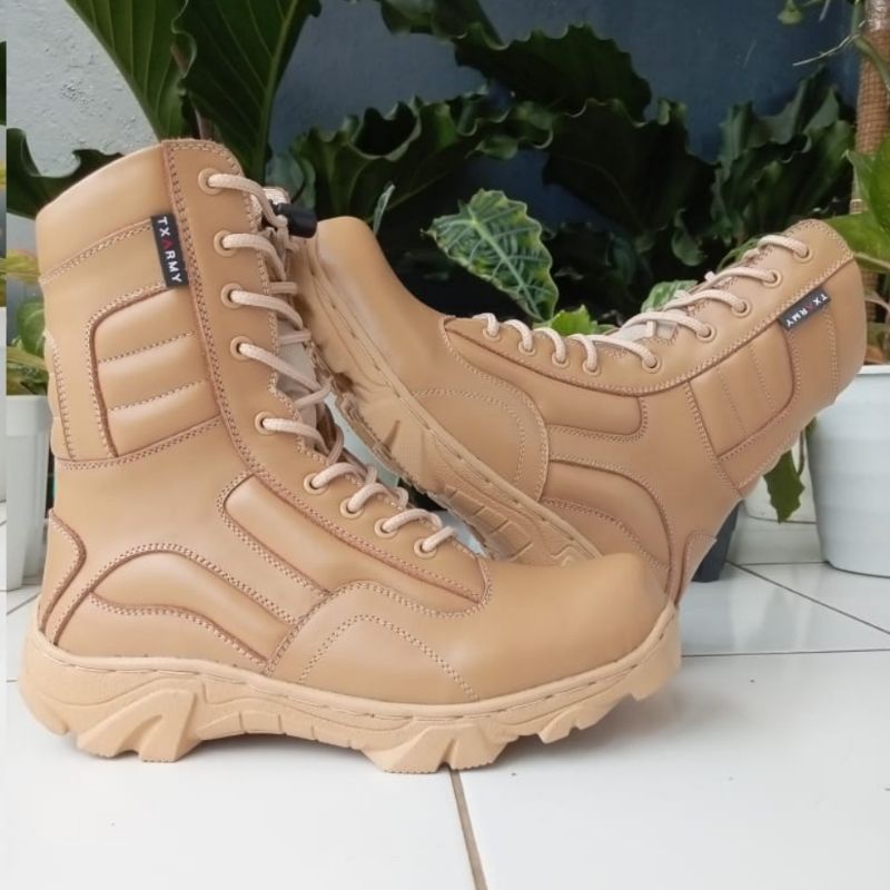 SEPATU PDL LGR CREAM GURUN BAHAN KULIT SAPI ASLI MERK TX-ARMY SEPATU PDL DINAS LAPANGAN SATPOL PP PNS KEMHAN