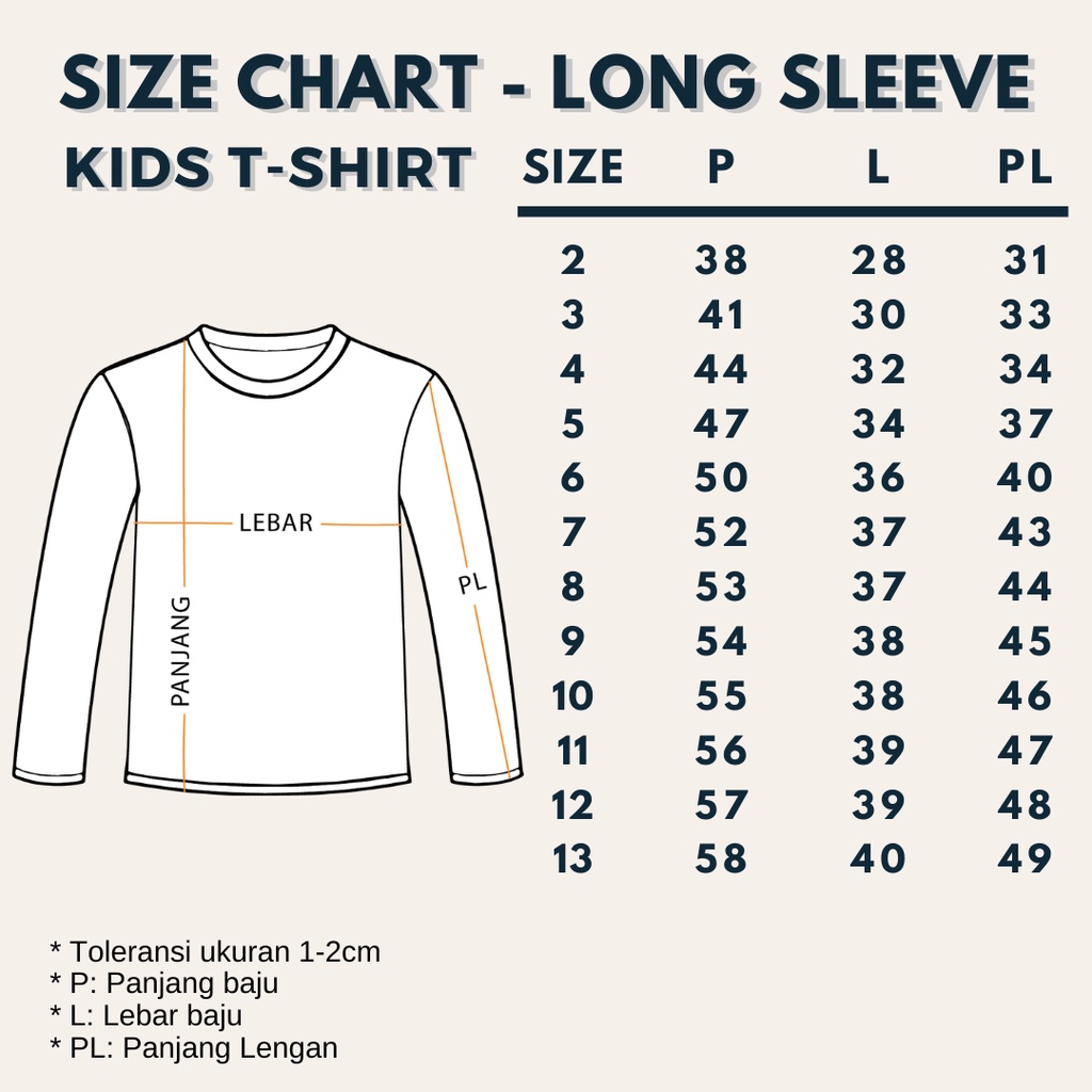 KAOS POLOS ANAK LENGAN PANJANG UMUR 0-12TH COMBED 30S