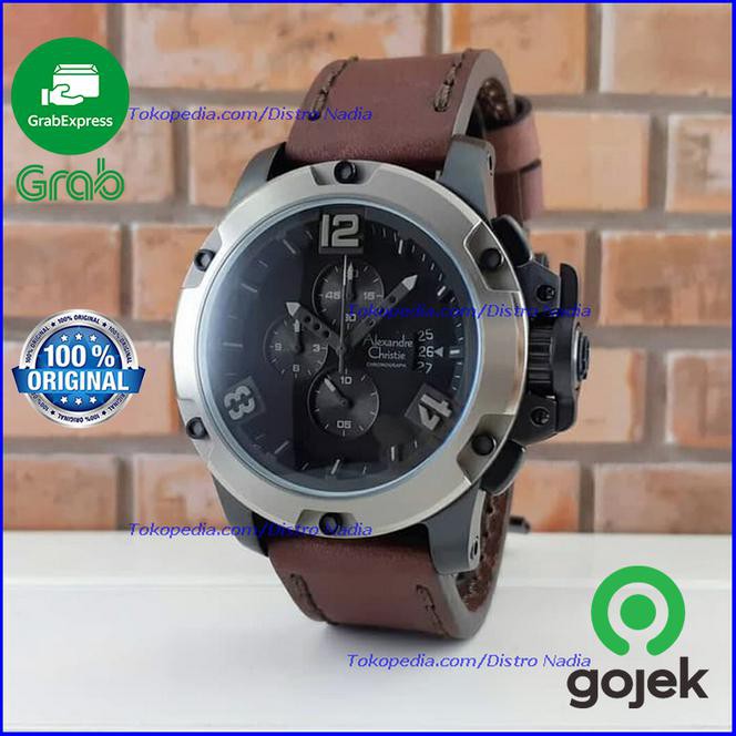 Rbcn Jam Tangan Pria Tali Kulit Original Alexandre Christie Model Terbaru Wztc