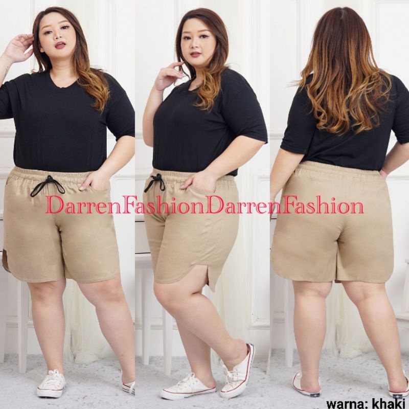 Celana Pendek Wanita Jumbo Nelly Pants Chino Bigsize