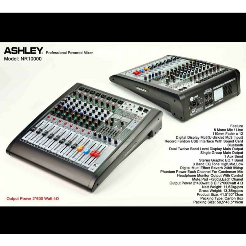 power mixer ashley nr10000 nr 10000 8 channel original