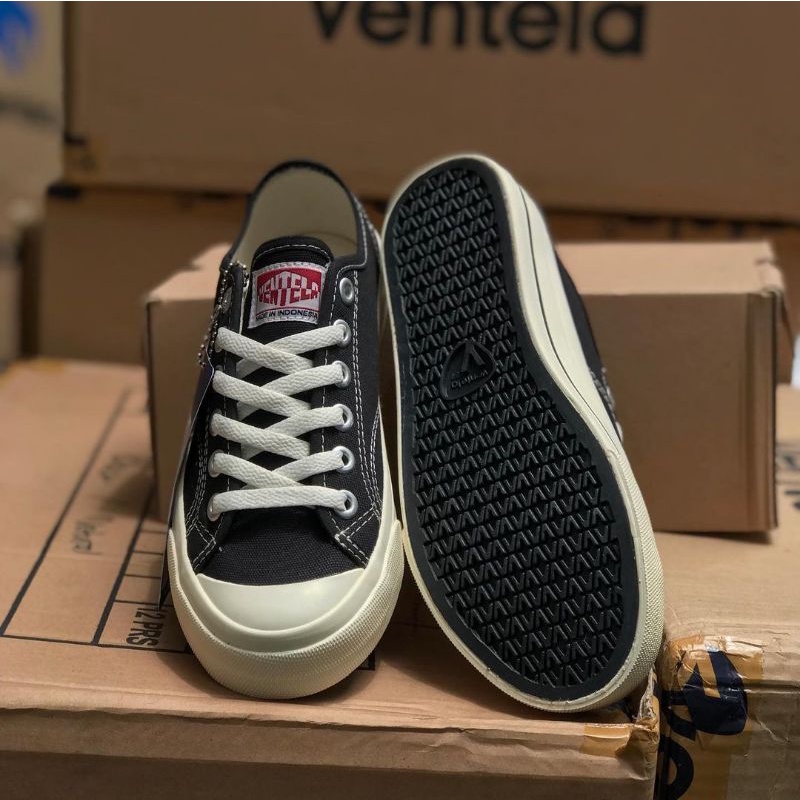 Sepatu Vantela Basic Low Black Natural Ventela Black White Original 100%-8