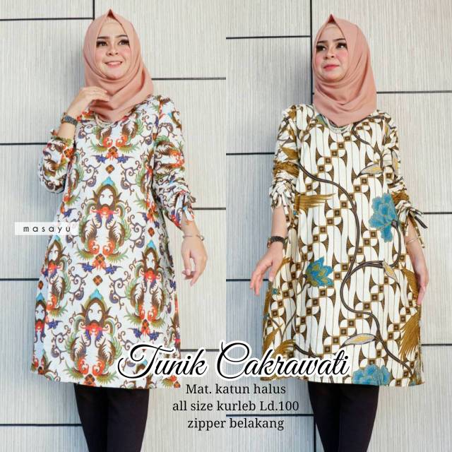 Tunik Cakrawati Batik Bahan Katun Halus New Arrival Ori Masayu Batik