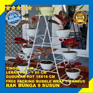 Rak Bunga Tanaman Hias Minimalis Bertingkat  9 Dudukan Pot  