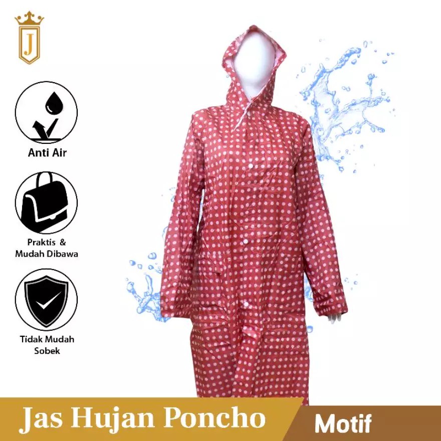 JAS HUJAN PONCHO LENGAN POLKADOT RAINCOAT JAPAN EXPORT ROSIDA 2C