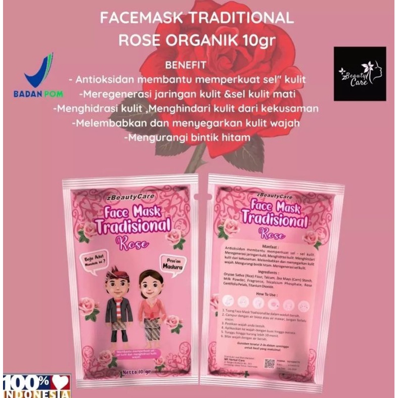 BPOM TRADITONAL FACEMASK ORGANIK WHITENING BY ZBEAUTYCARE SASET TRAVEL SIZE