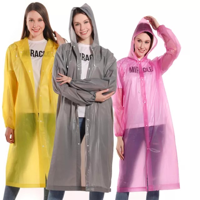 Jas Hujan Dewasa Terusan EVA - Raincoat Mantel Hujan Terusan Lengan Panjang Semi Transparan Polos Lengan Karet Bahan EVA PEVA