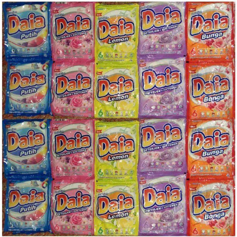 daia detergen bubuk isi 1 renceng 6 sachet/daia isi 6 sachet/daia/detergen/daia 1 renceng/rahma muly