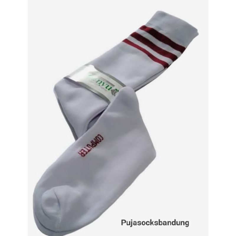 Overknee Socks Garis Strip 3 Sepaha Bahan Tebal Overknee Polos Kaos Kaki Wanita Kaos Kaki Panjang Korean Style Overknee Panjang-7